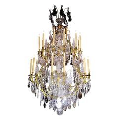 Pair of Louis XV Style Gilt-Bronze and Cut-Glass Twenty-four-light Chandeliers 3