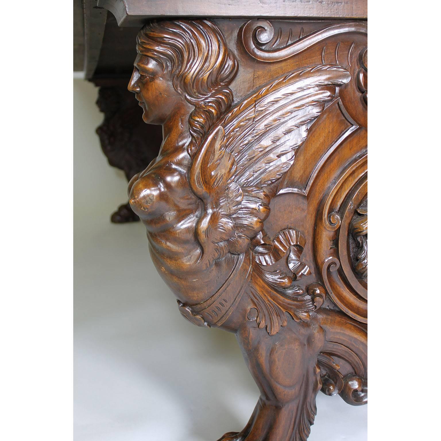Early 20th Century Large Italian 19th-20th Century Baroque Style Carved Walnut Tavern/Dining Table