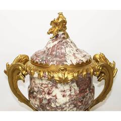 Urna Francesa de Mármol Montada en Ormolina Estilo Luis XV Siglo XIX-XX