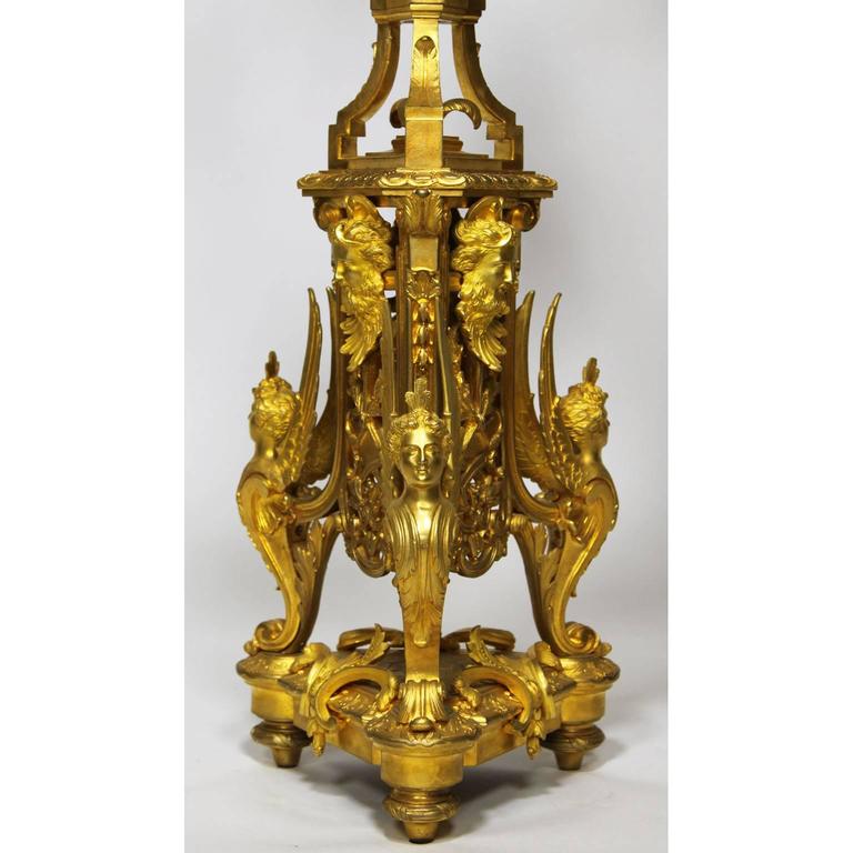 French 19th Century Louis XIV Style Figural Ormolu Clock Garniture, Raingo Frers For Sale 5