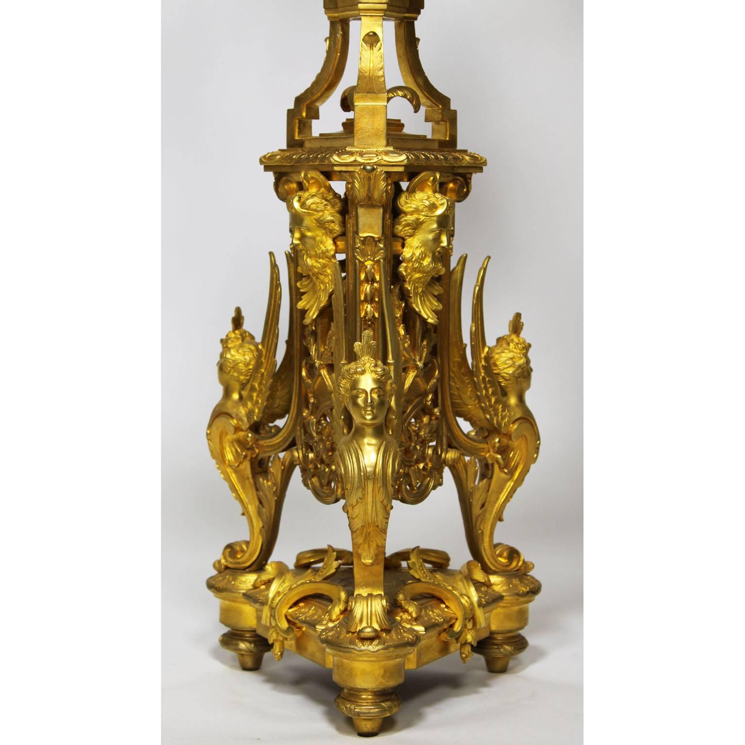 Französische figurale Goldbronze-Uhr-Garnitur im Louis XIV.-Stil des 19. Jahrhunderts, Raingo Frers im Angebot 5