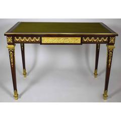 French 19th Century Louis XVI Style Mahogany and Ormolu Mounted Desk by Grimard