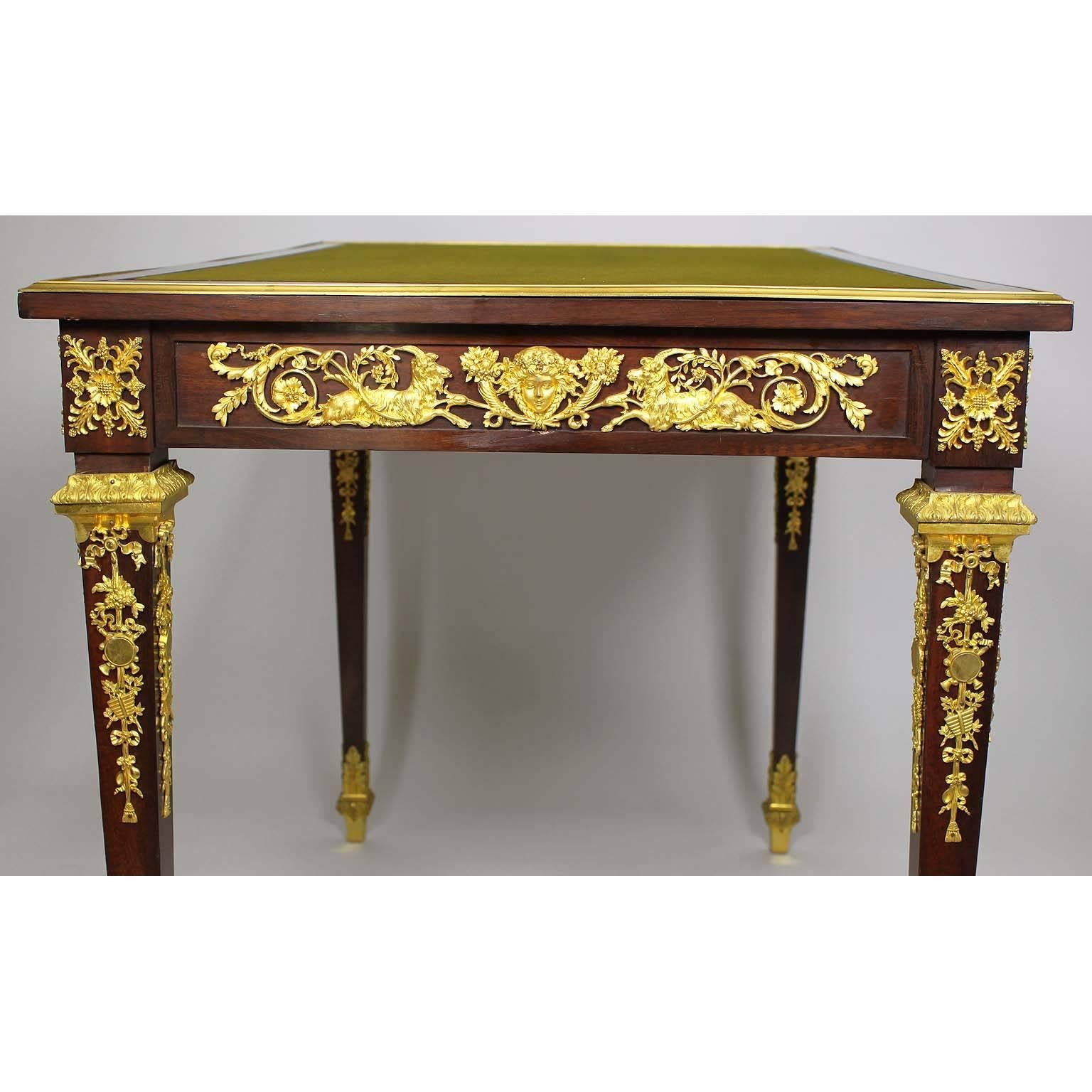 French 19th Century Louis XVI Style Mahogany and Ormolu Mounted Desk by Grimard For Sale 3