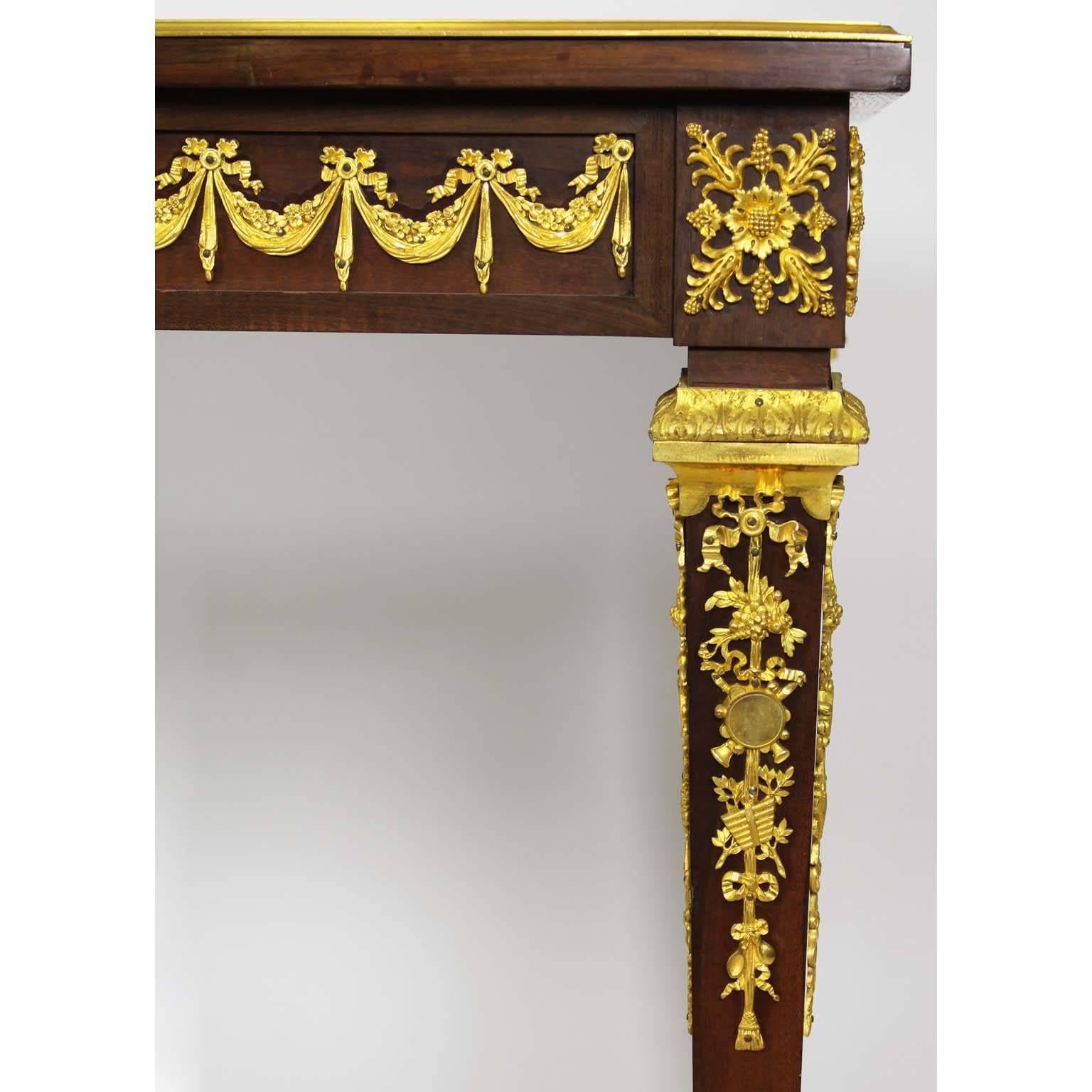 Felt French 19th Century Louis XVI Style Mahogany and Ormolu Mounted Desk by Grimard For Sale