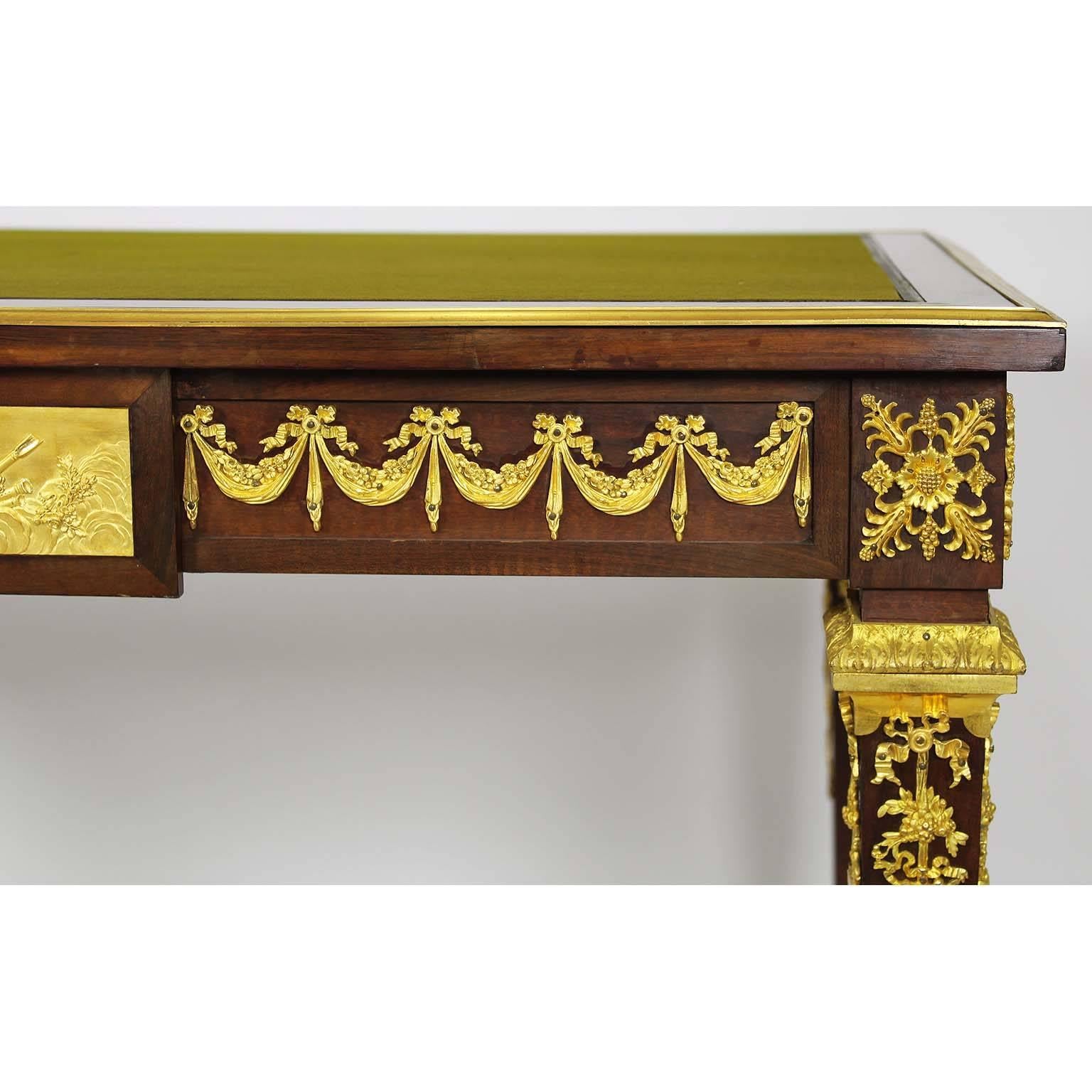 French 19th Century Louis XVI Style Mahogany and Ormolu Mounted Desk by Grimard For Sale 1