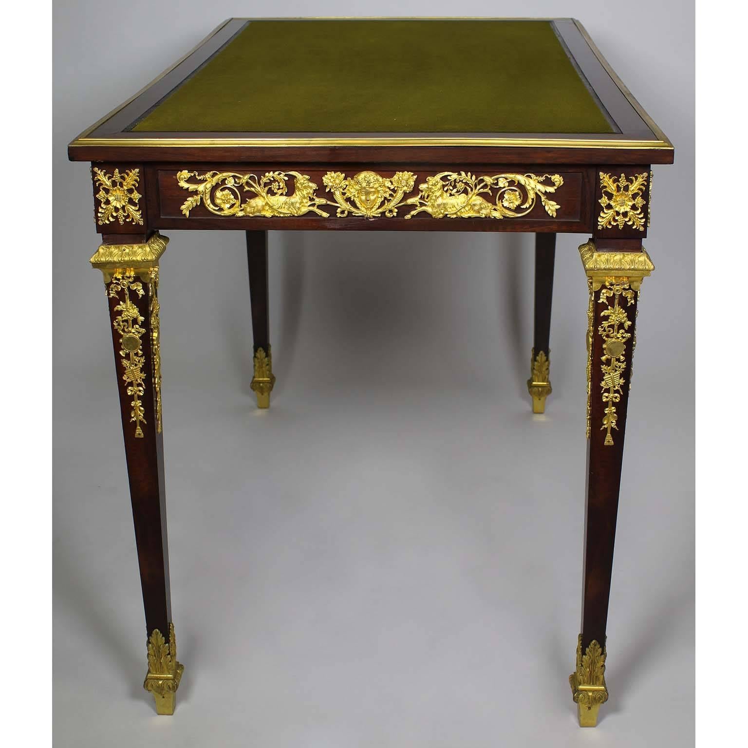 French 19th Century Louis XVI Style Mahogany and Ormolu Mounted Desk by Grimard For Sale 2