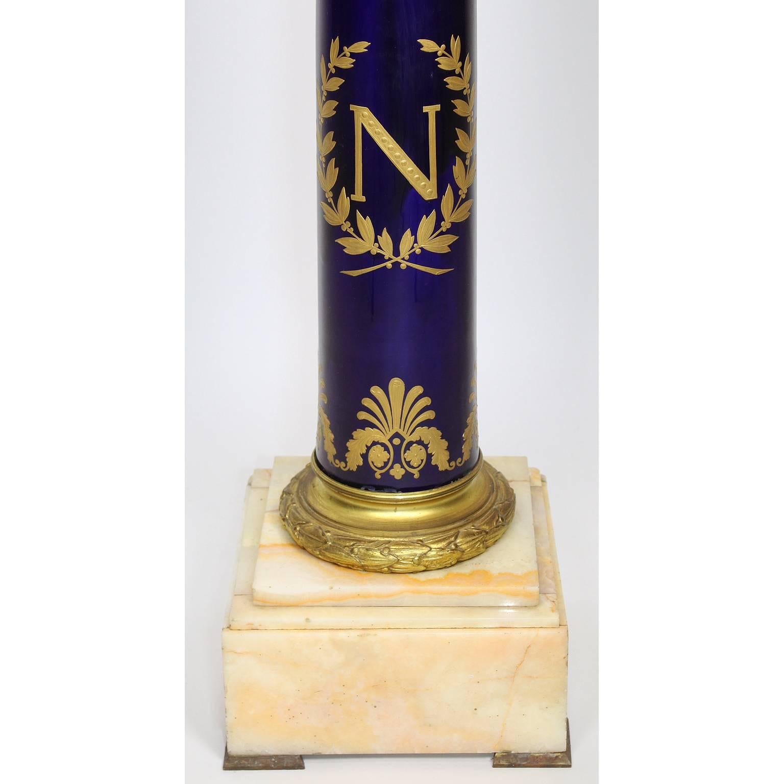 French Empire Napoleon III Sevres Porcelain Gilt Bronze Mounted & Onyx Pedestal In Excellent Condition In Los Angeles, CA