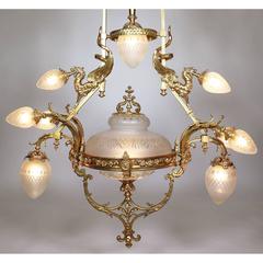 French Belle Epoque 19th-20th Century Neoclassical Style Gilt-Bronze Chandelier
