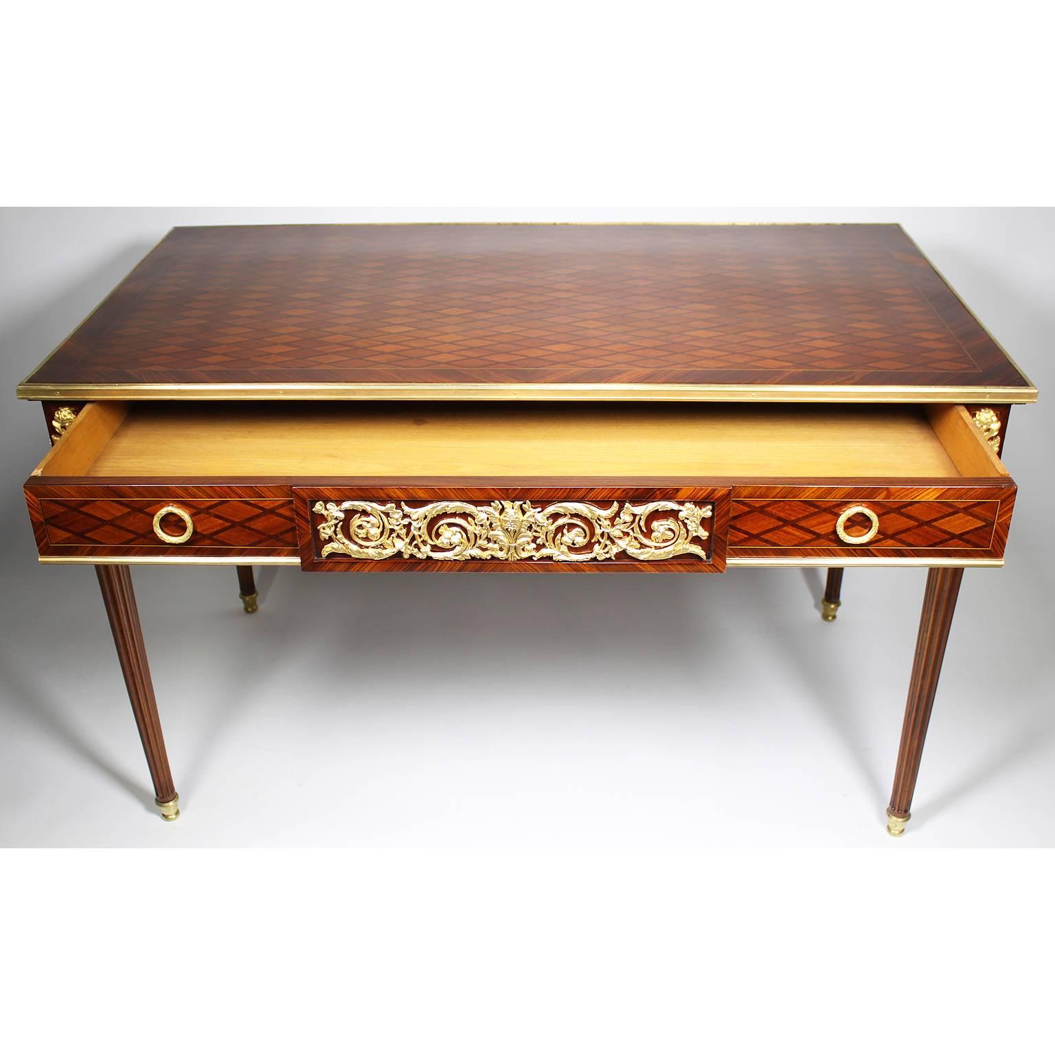 French Louis XVI Style Kingwood Parquetry & Ormolu Mounted Ladies Writing Table For Sale 1