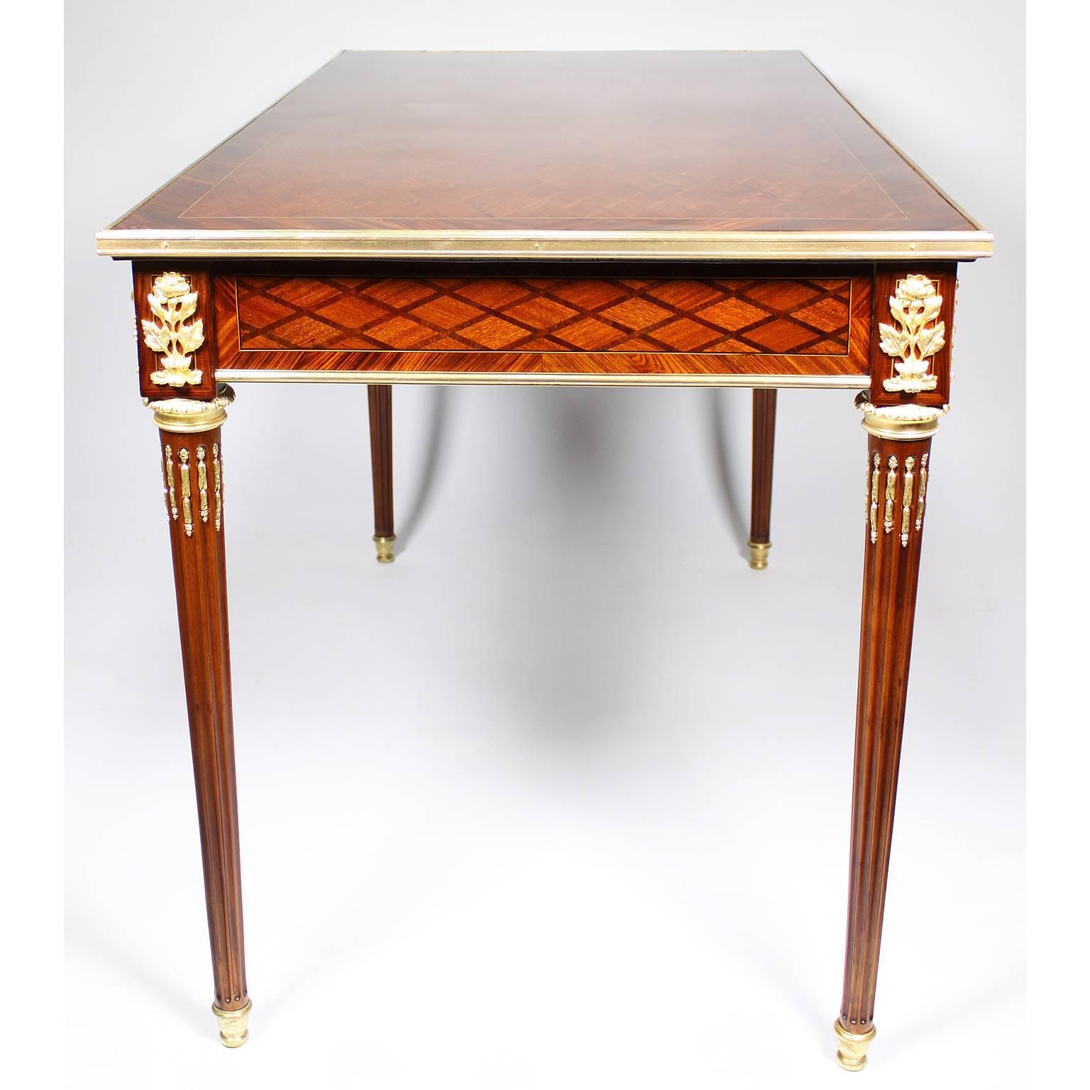 French Louis XVI Style Kingwood Parquetry & Ormolu Mounted Ladies Writing Table For Sale 2