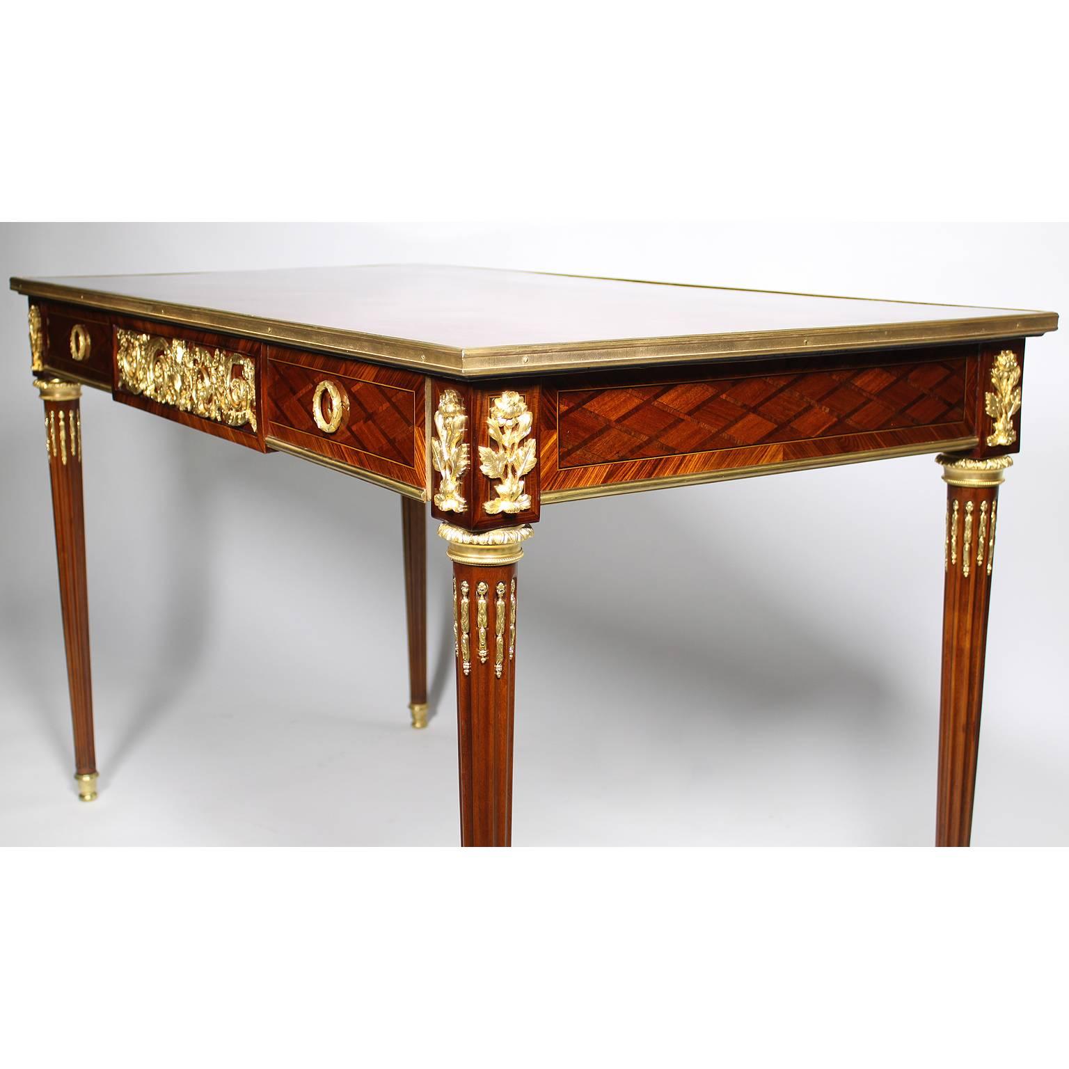 19th Century French Louis XVI Style Kingwood Parquetry & Ormolu Mounted Ladies Writing Table For Sale