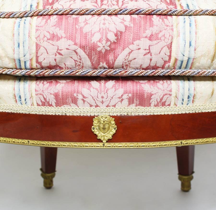 Pair of French Louis XVI Style Belle Époque Bergère Attributed to Jansen For Sale 3
