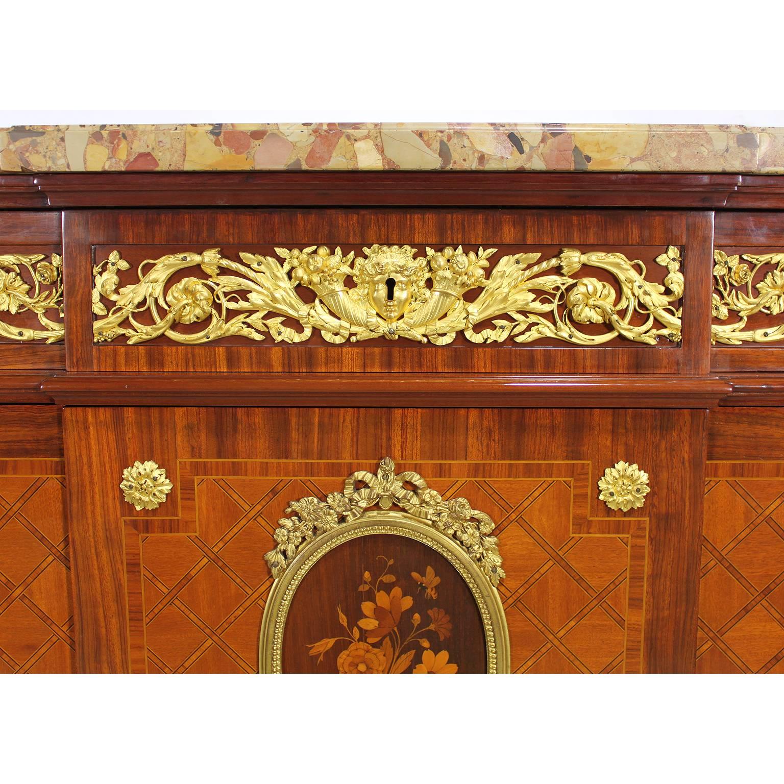 French 19th Century Louis XVI Style Ormolu-Mounted Marquetry Demilune Commode In Good Condition In Los Angeles, CA