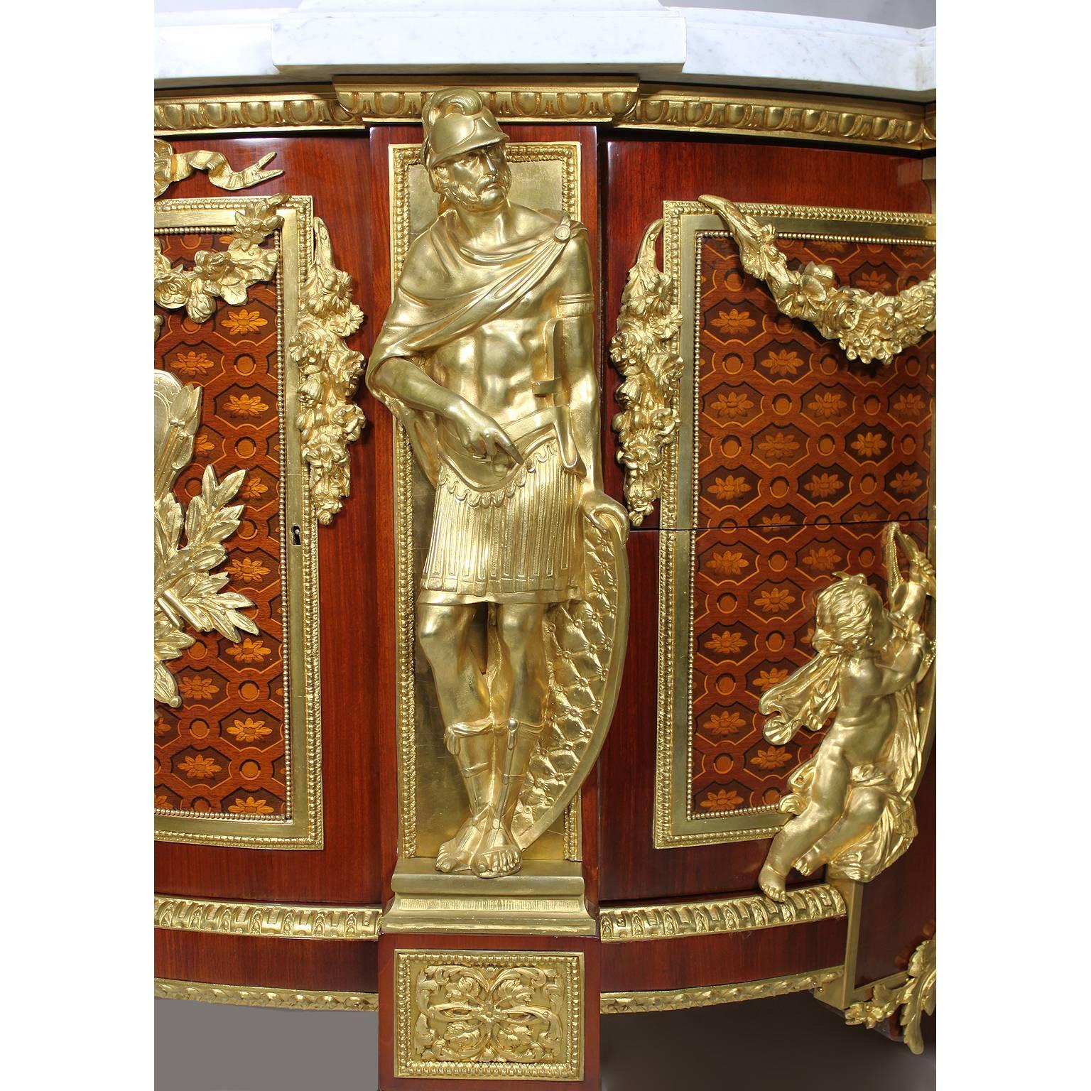 Fine French 19th Century Louis XVI Style Marquetry & Gilt-Bronze Mounted Commode In Good Condition For Sale In Los Angeles, CA