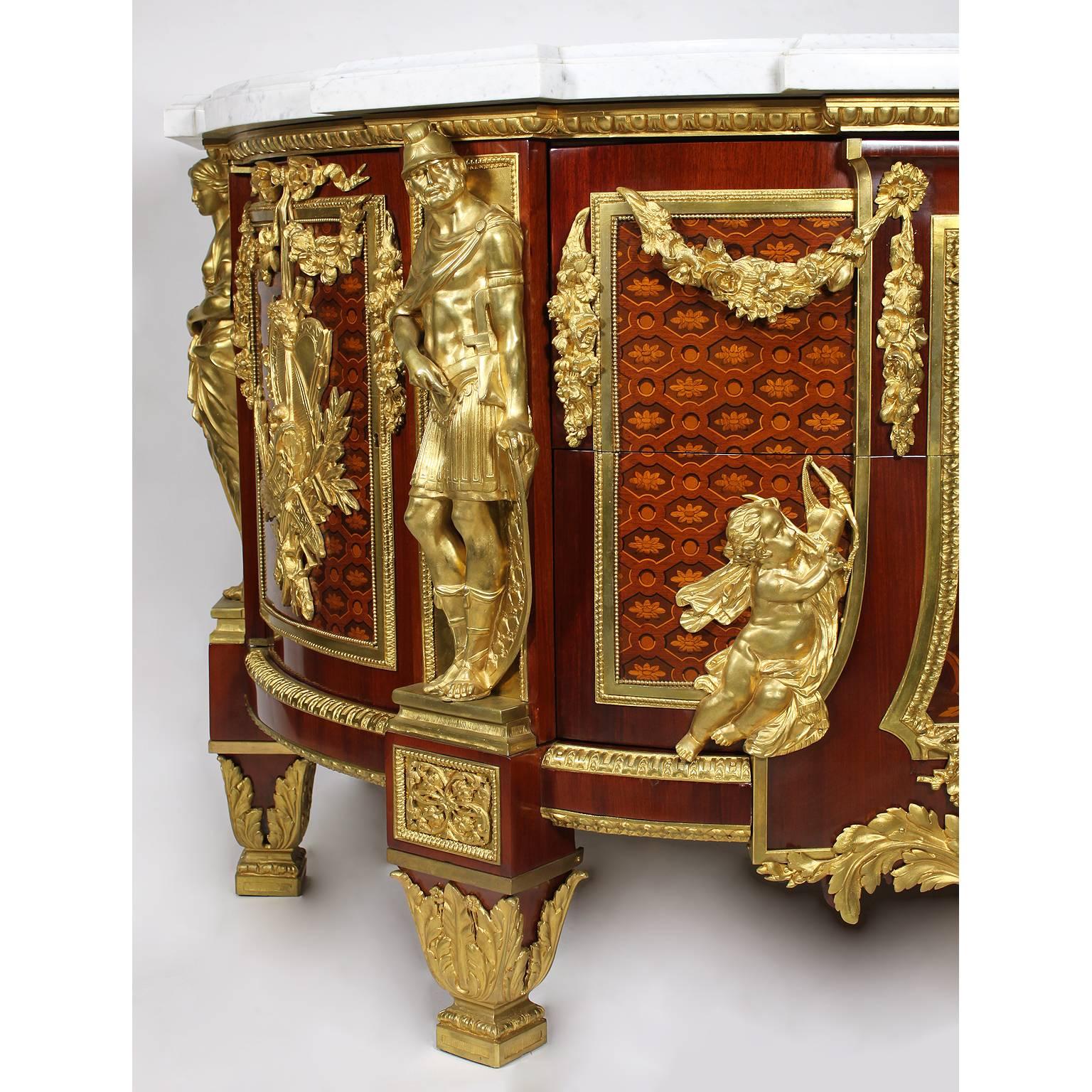 Parquetry Fine French 19th Century Louis XVI Style Marquetry & Gilt-Bronze Mounted Commode For Sale