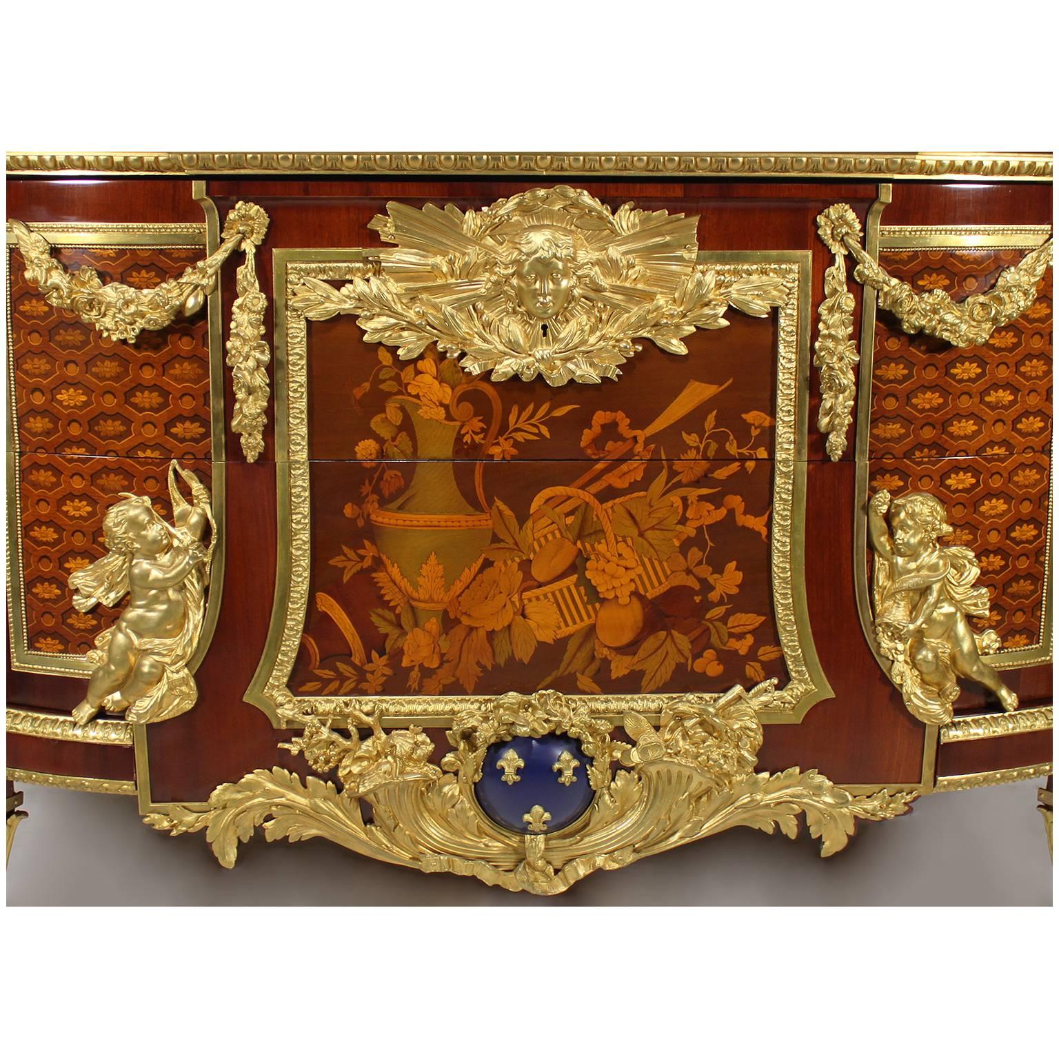 Late 19th Century Fine French 19th Century Louis XVI Style Marquetry & Gilt-Bronze Mounted Commode For Sale