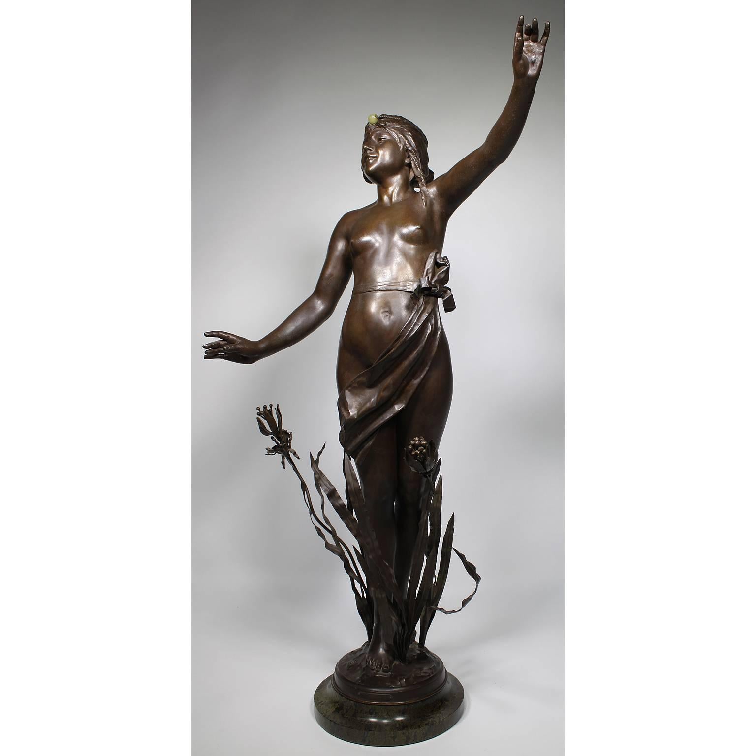 Französisches Art-Déco-orientalistisches Zinn einer nackten jungen Jungfrau, Hottot zugeschrieben im Zustand „Gut“ im Angebot in Los Angeles, CA