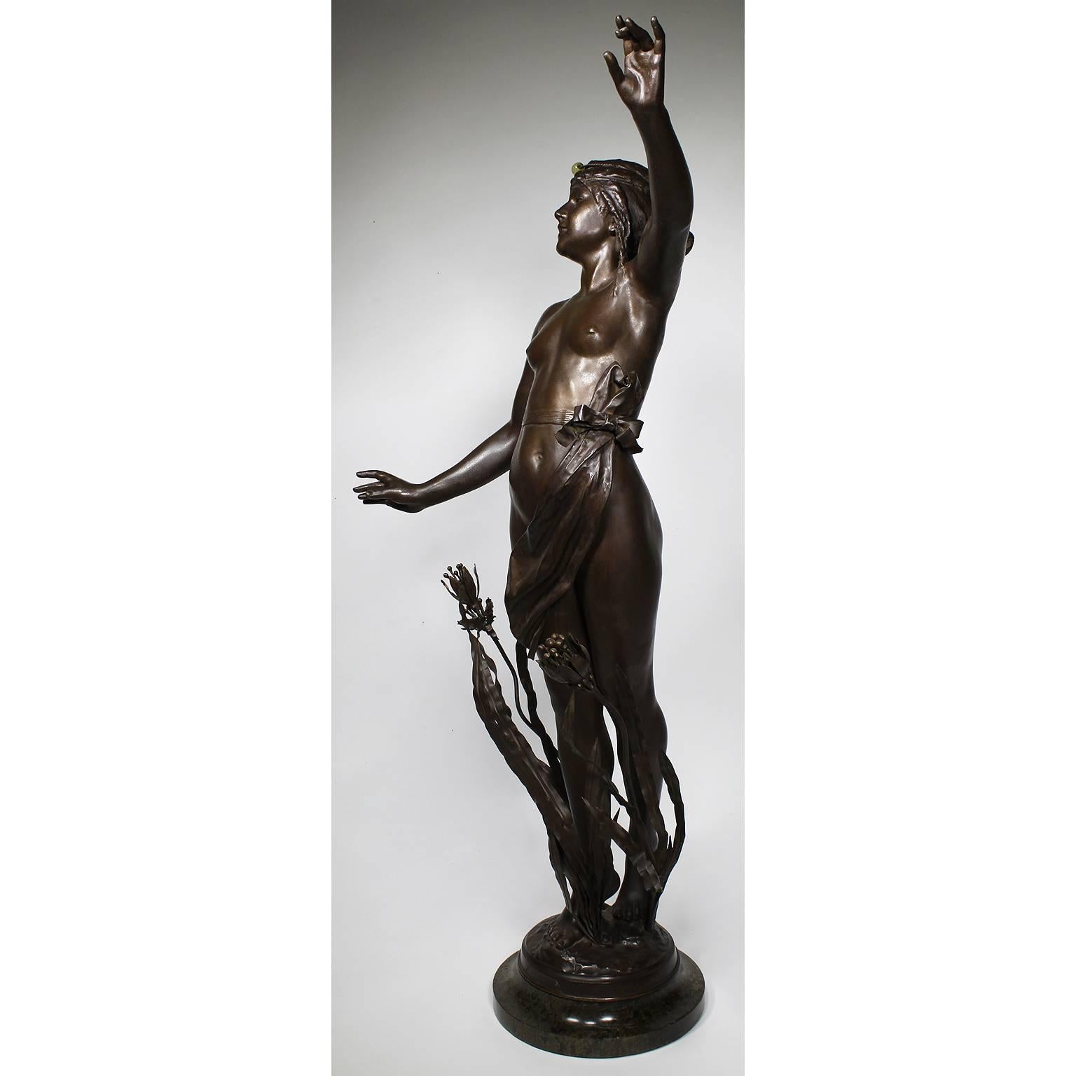Art Deco French Art-deco-orientalist Spelter of a Nude Young Maiden, Attributed to Hottot For Sale