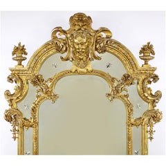 French 19th Century Louis XV Style Giltwood and Gesso Carved Mirror with Cherubs