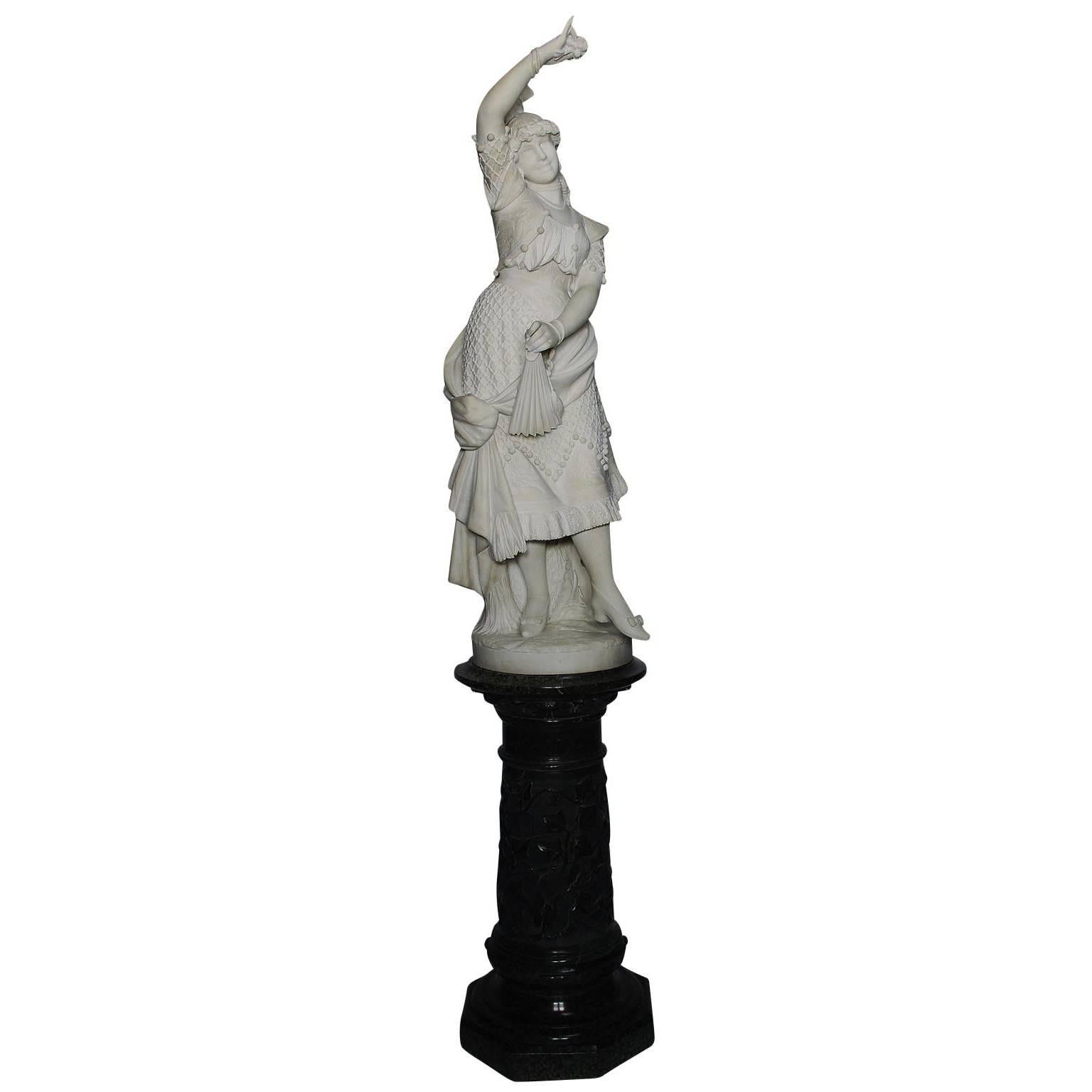 A very finely carved Italian 19th century Carrara marble figure of 