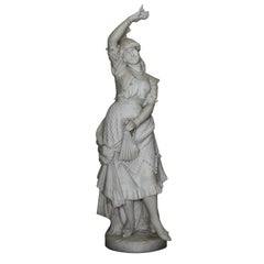 Italian 19th Century Carrara Marble Figure of "Carmen" by Prof. Fortunato Galli