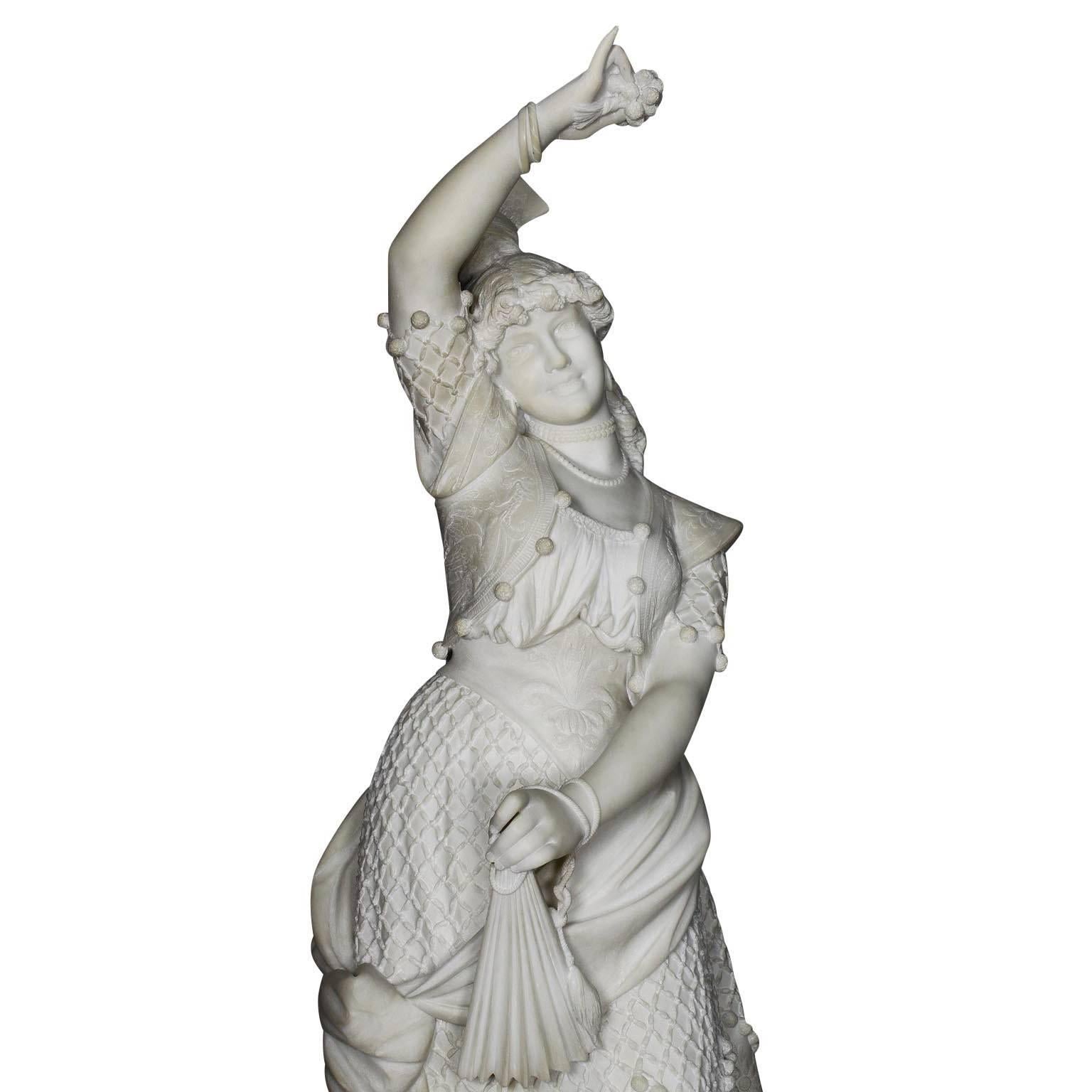 Rococo Revival Italian 19th Century Carrara Marble Figure of 
