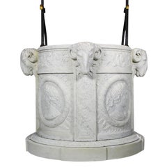 Italian 19th Century Carved Carrara Marble and Wrought Iron Wishing Well Head