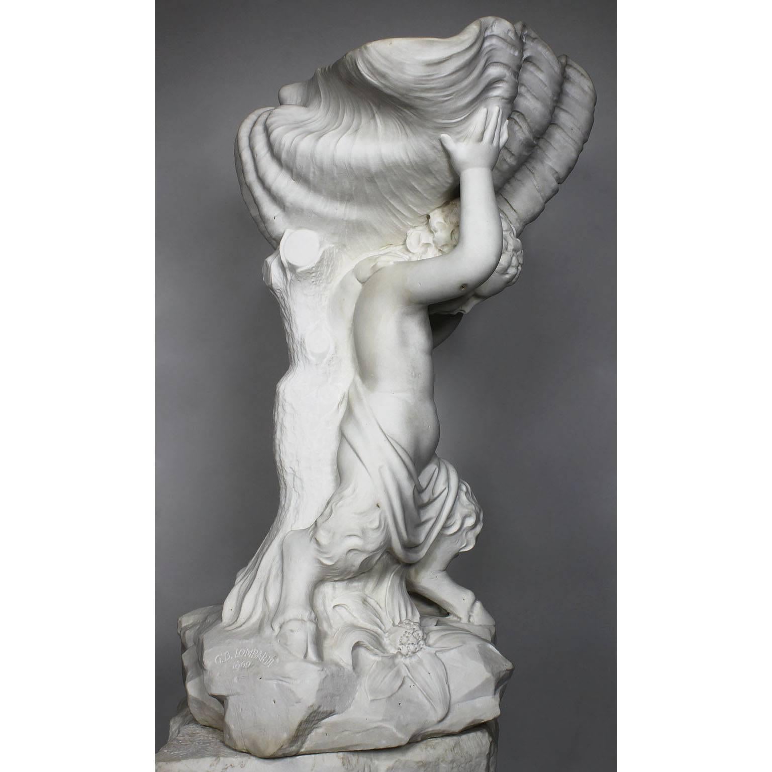 Italian 19th Century Carved Carrara Marble Figural Fountain Jardinière Planter For Sale 3