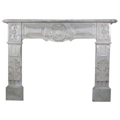 Fine French 19th Century Louis XVI Style Carved White Marble Fireplace Mantel 5