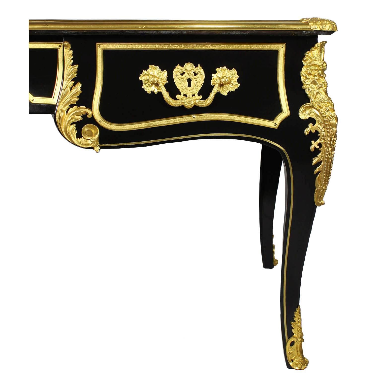 French 19th Century Louis XV Style Ebonized Wood and Gilt Bronze-Mounted Desk For Sale 2