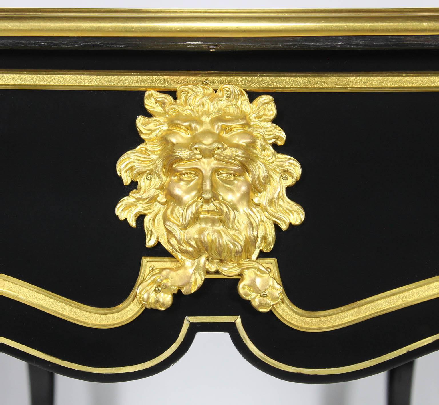 French 19th Century Louis XV Style Ebonized Wood and Gilt Bronze-Mounted Desk For Sale 5