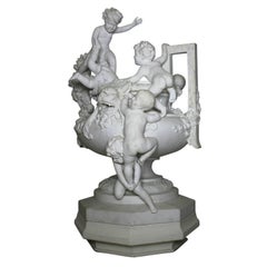A French 19th Century Carved Marble Whimsical Figural Urn Fountain with Children