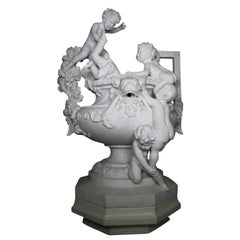 A French 19th Century Carved Marble Whimsical Figural Urn Fountain with Children