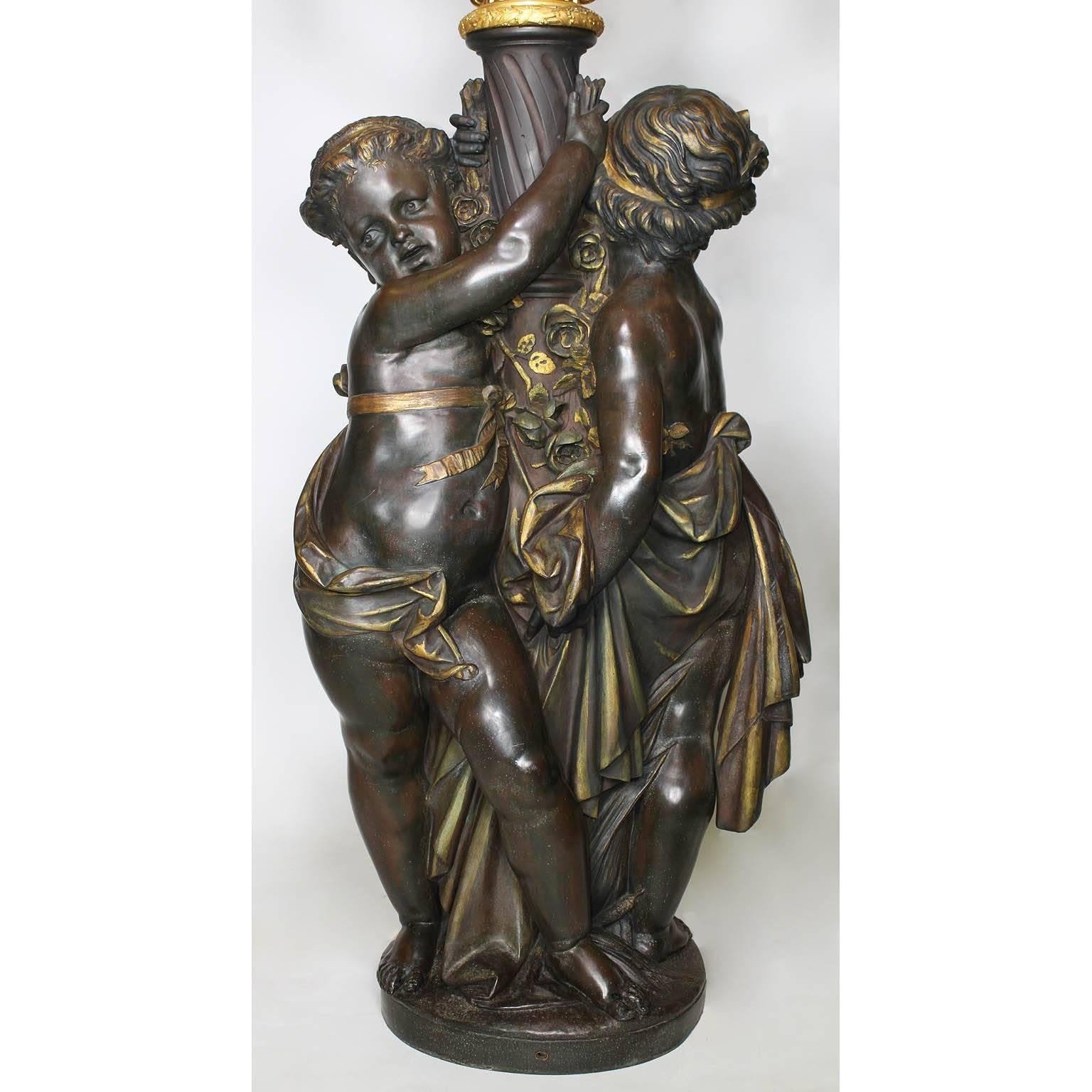 French, 19th Century Versailles Style Figural Torchère with Side-by-Side Putti For Sale 1