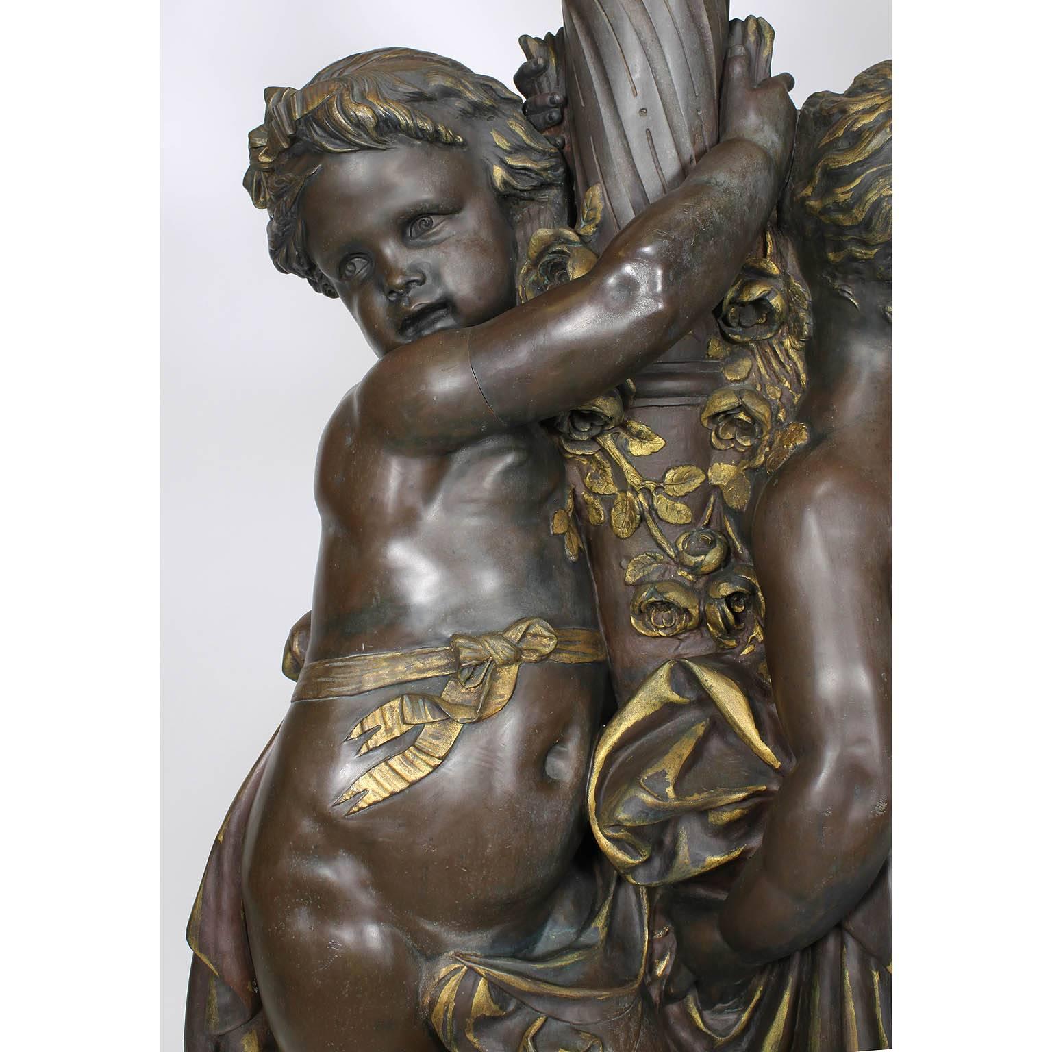 French, 19th Century Versailles Style Figural Torchère with Side-by-Side Putti In Good Condition For Sale In Los Angeles, CA