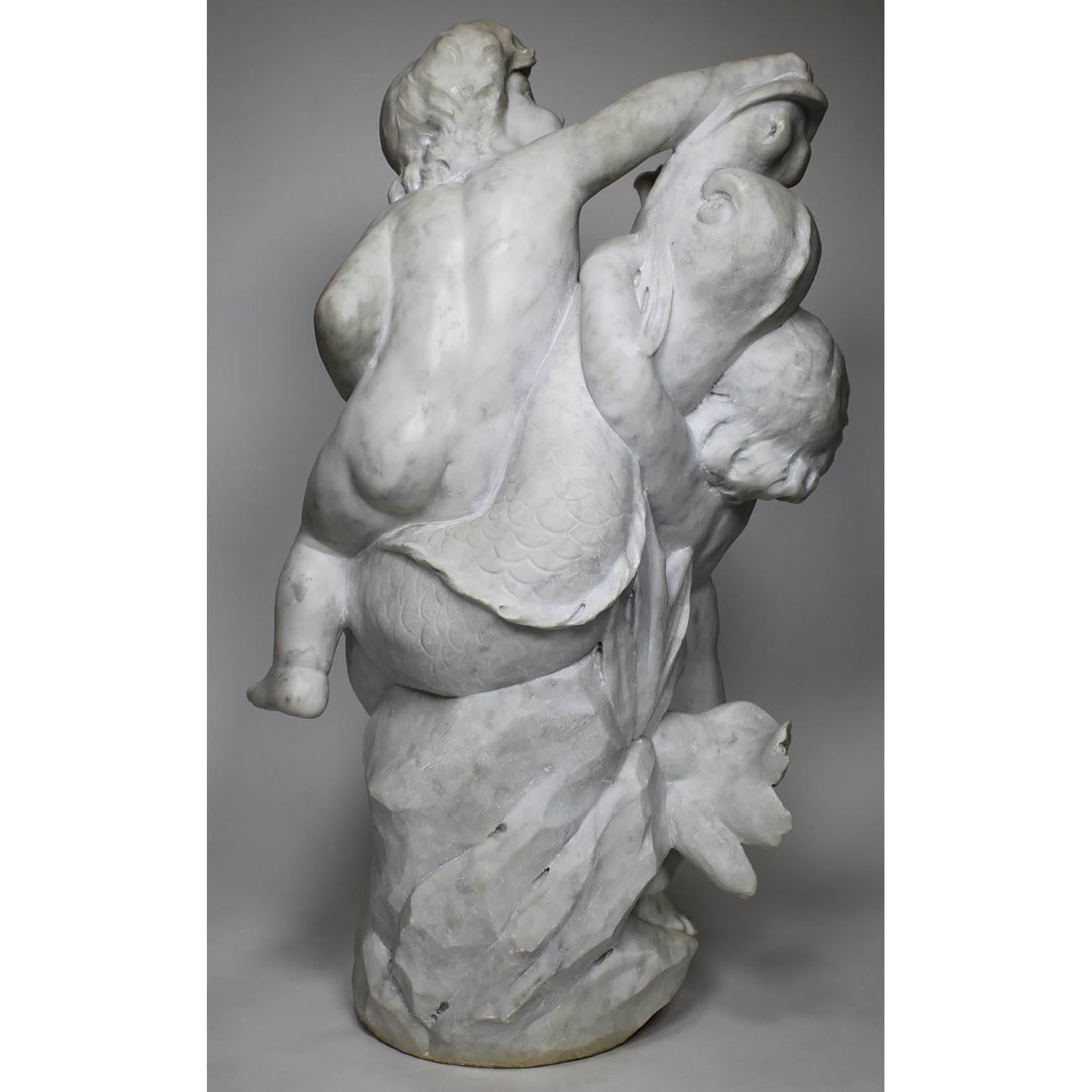Sculpté à la main Sculpture de fontaine en marbre blanc sculpté avec des enfants, datant du 19e au 20e siècle. en vente