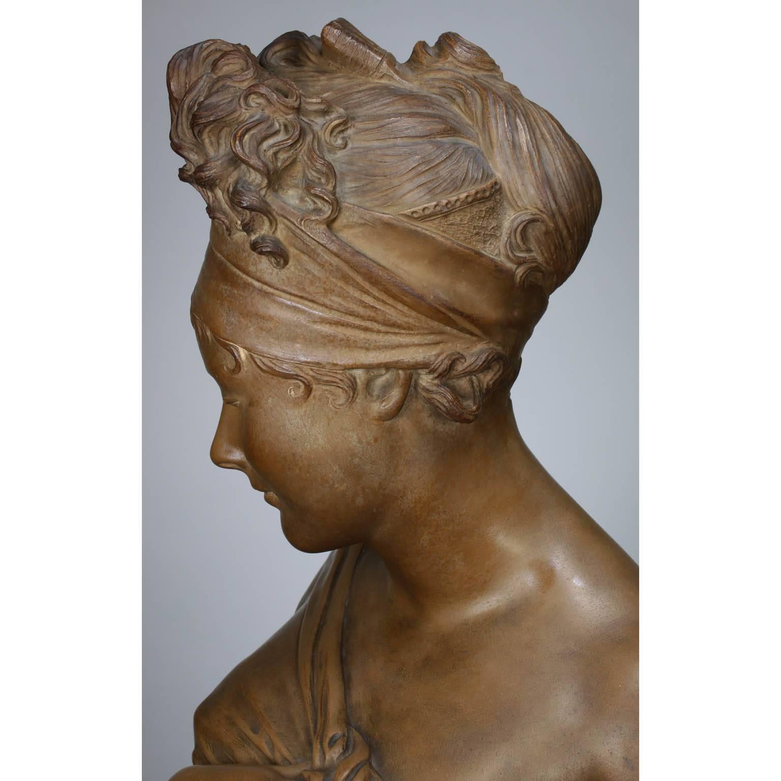 Français Buste de Madame Récamier en terre cuite du 19ème siècle, d'après Jean-Antoine Houdo en vente