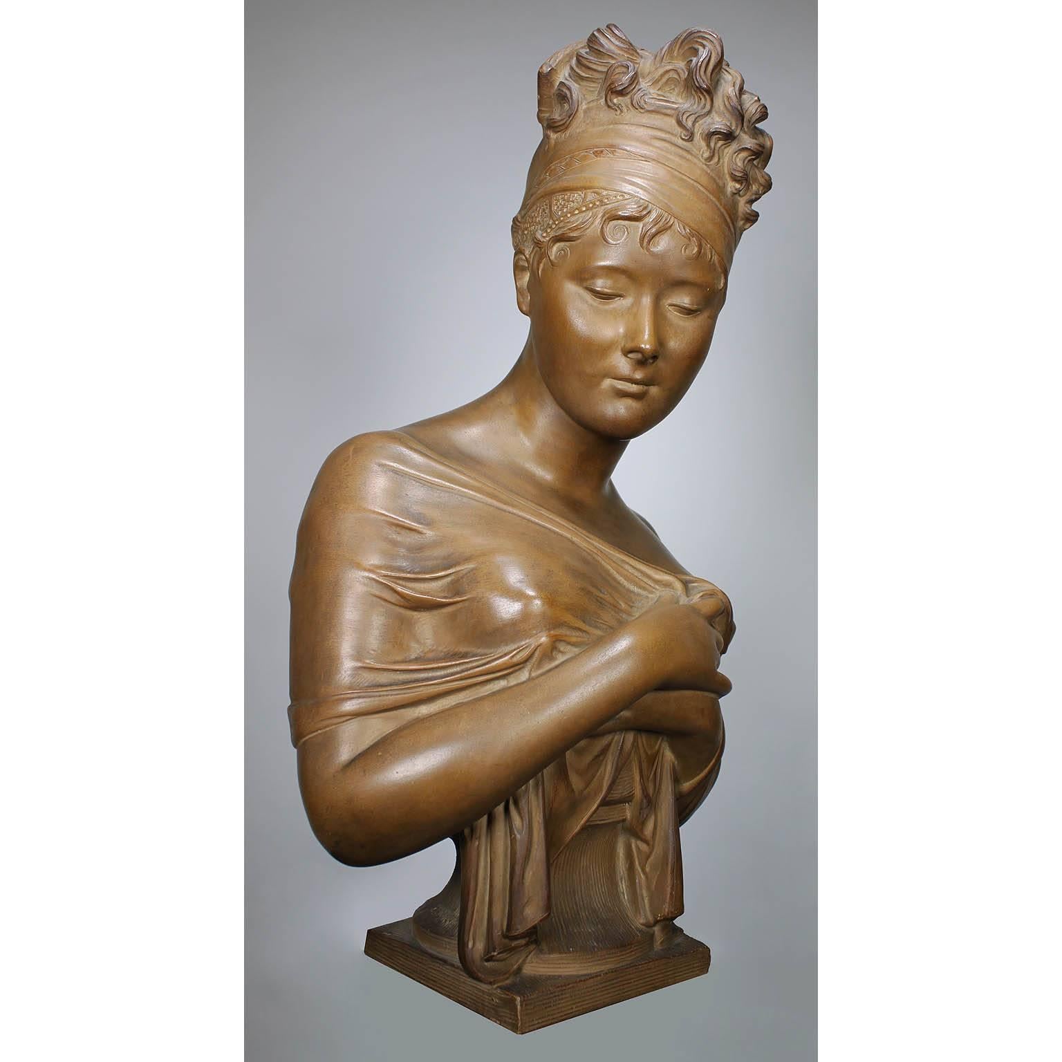 Französische Terrakotta-Büste der Madame Récamier aus dem 19. Jahrhundert, nach Jean-Antoine Houdo (Neoklassisch) im Angebot