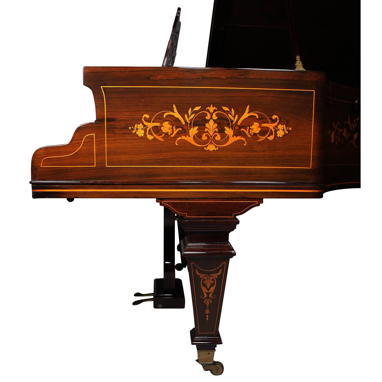 Neoclassical Revival 19th Century Louis XIV Style Marquetry Baby Grand Piano by Collard & Collard For Sale