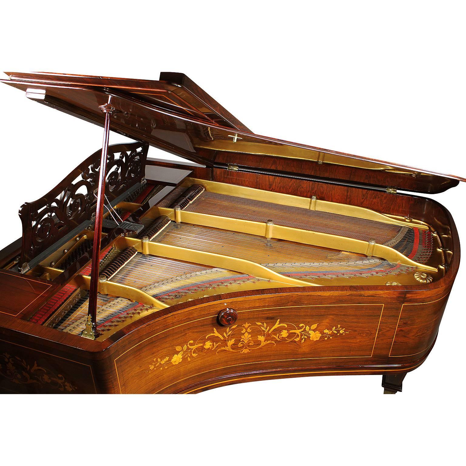 19th Century Louis XIV Style Marquetry Baby Grand Piano by Collard & Collard In Good Condition For Sale In Los Angeles, CA