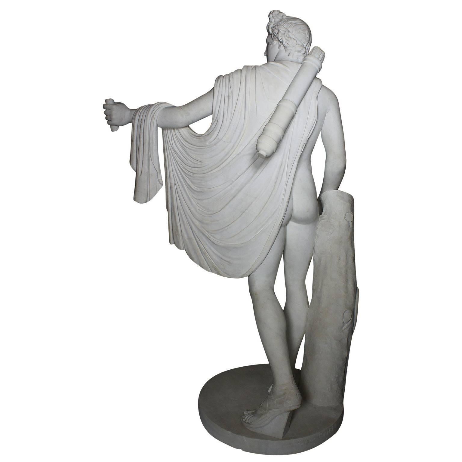 Ferdinando Vichi, lebensgroße Marmorfigur „Apollo Belvedere“ aus Marmor im Angebot 2