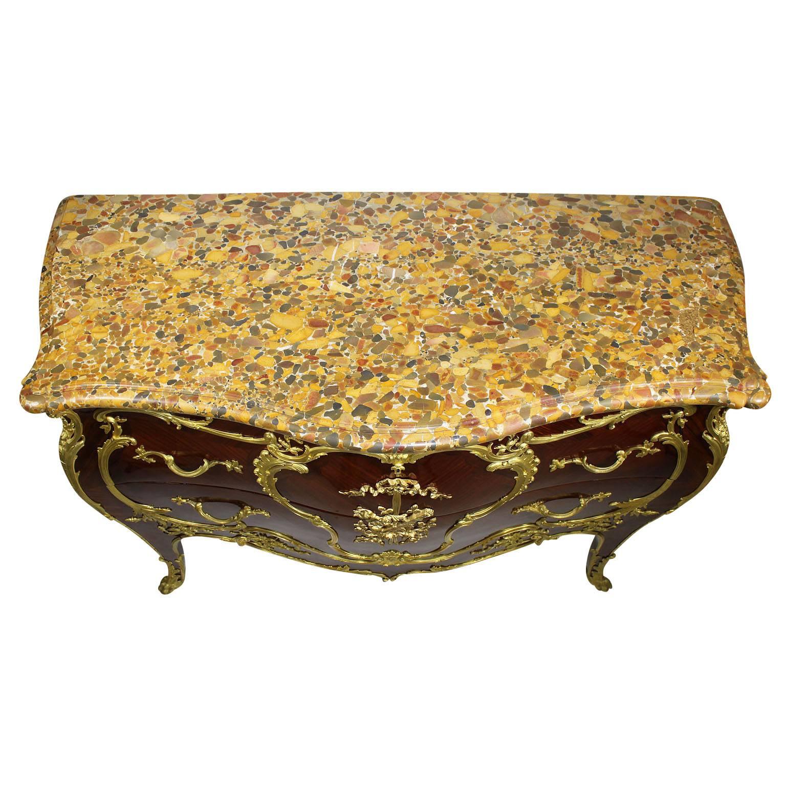 French 19th-20th Century Louis XV Style Ormolu-Mounted Commode For Sale 3