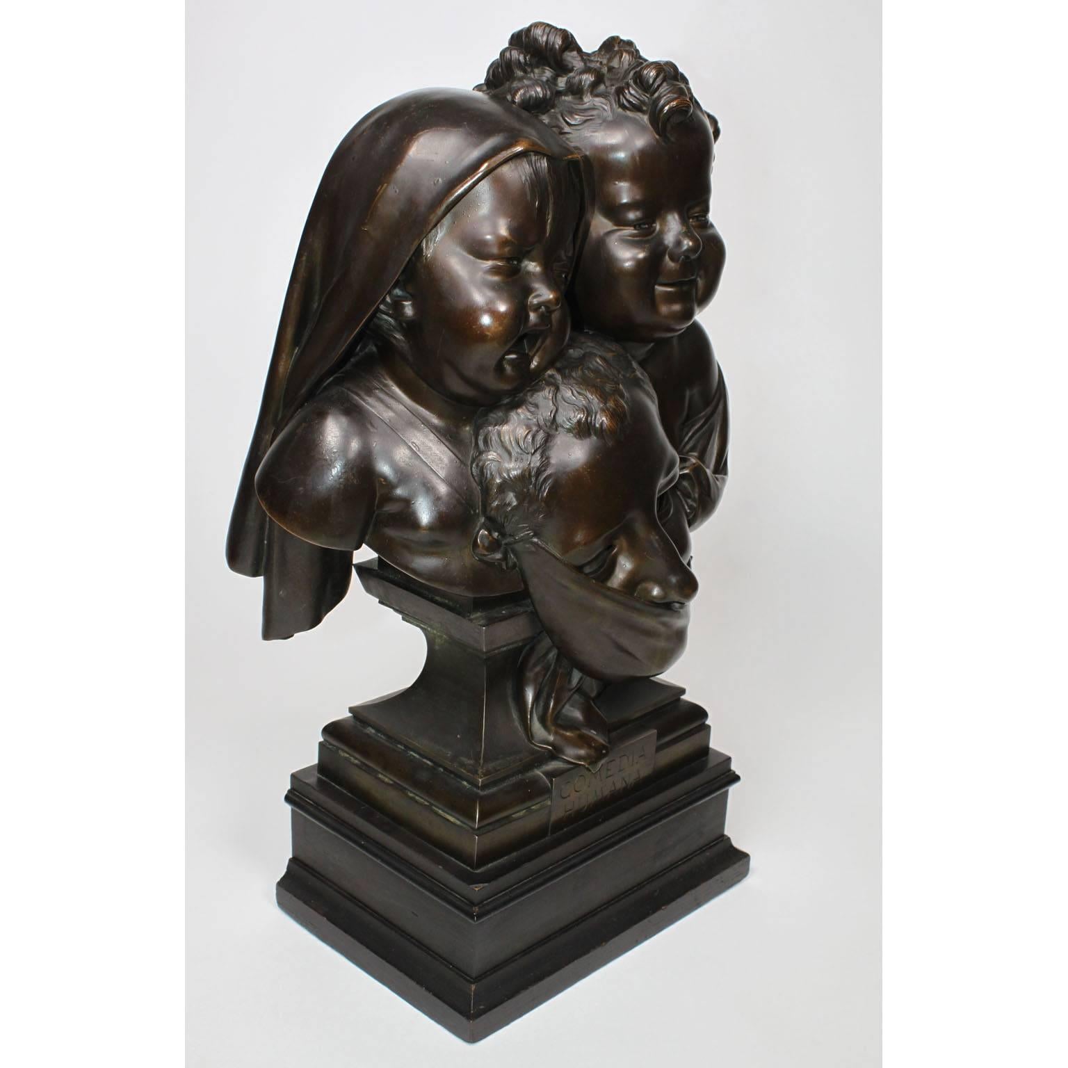 Jean Barnabé Amy (French, 1839-1907) a fine French 19th century dark-brown patinated bronze group titled 