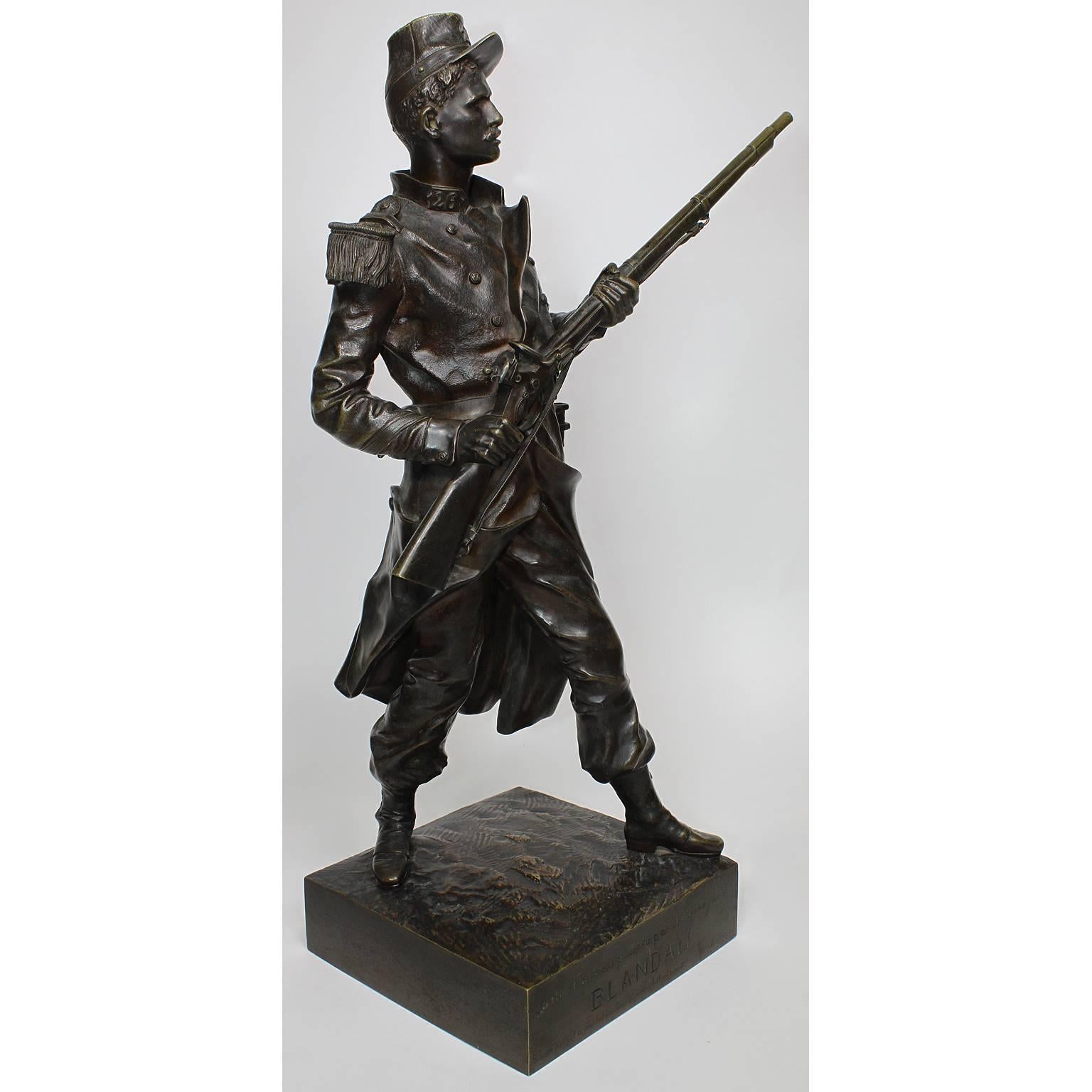 French 19th Century Bronze Military Figure of 