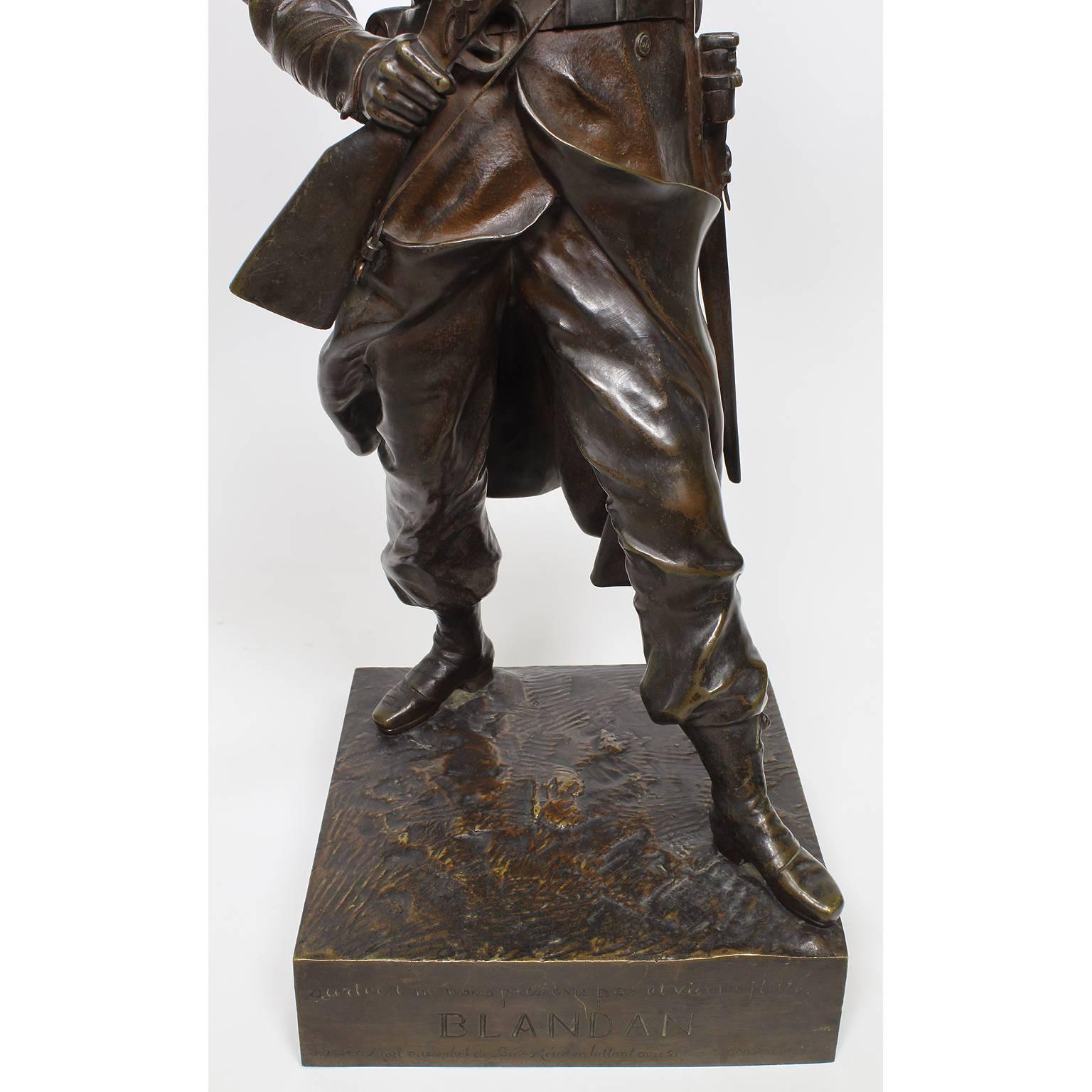 Patinated French 19th Century Bronze Military Figure of 