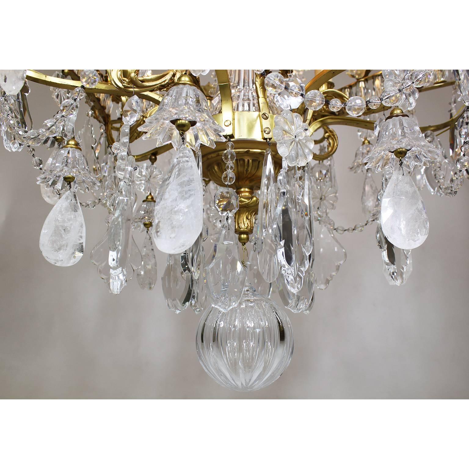 Fine French Louis XV Style Gilt-Bronze and Rock Crystal Chandelier, 20th Century For Sale 4