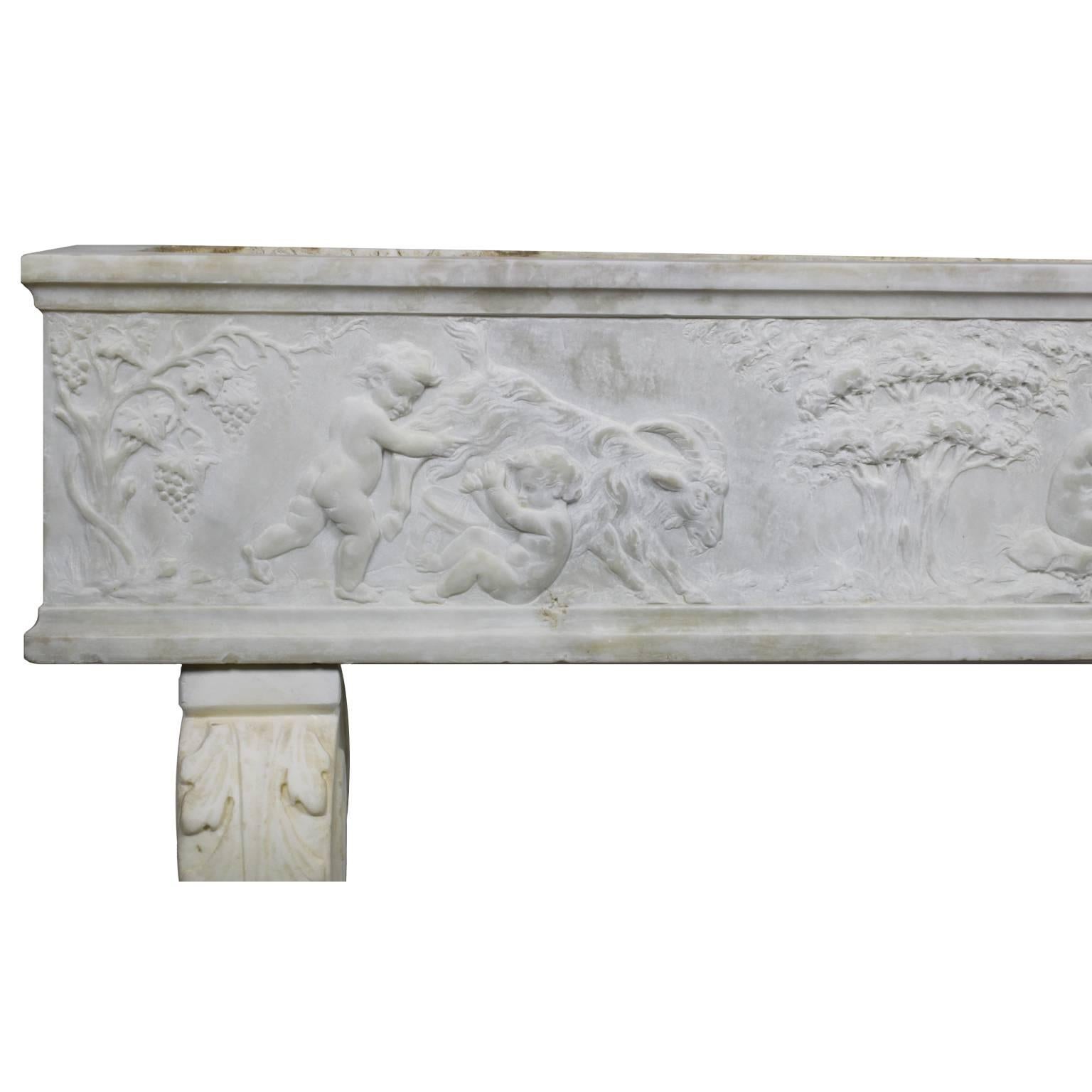 Rococo Revival French 19th Century, Whimsical Rococo Style Marble Carved Planter with Children For Sale