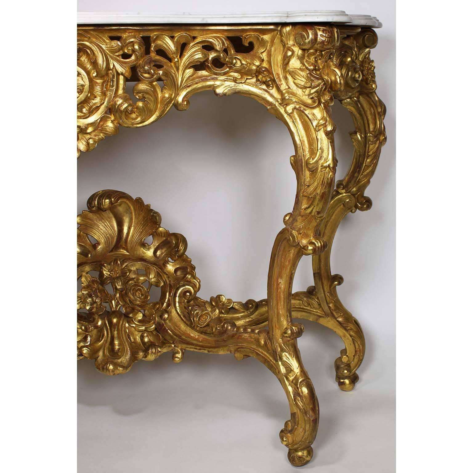 Early 20th Century French Belle Époque 19th-20th Century, Louis XV Style Giltwood Carved Console