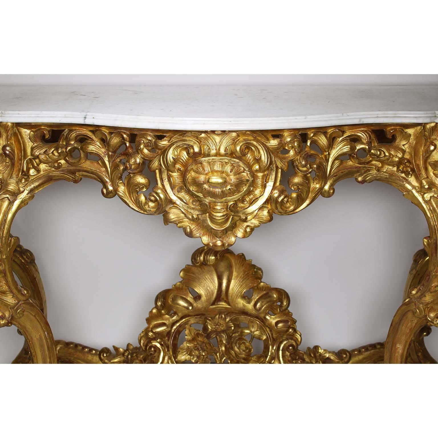 Hand-Carved French Belle Époque 19th-20th Century, Louis XV Style Giltwood Carved Console