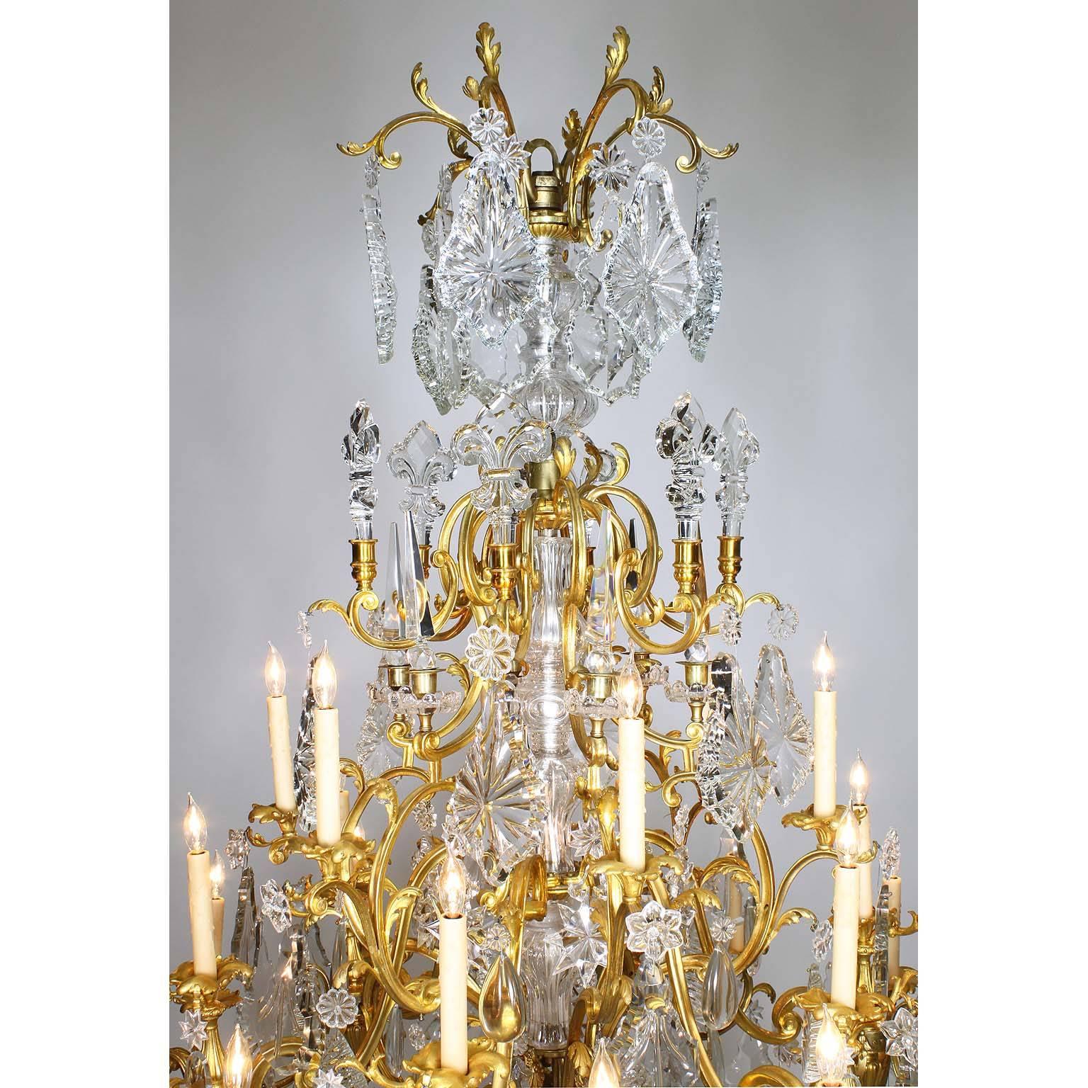 Molded French 19th Century Louis XV Style Gilt-Bronze Crystal Chandelier Attr. Baccarat For Sale